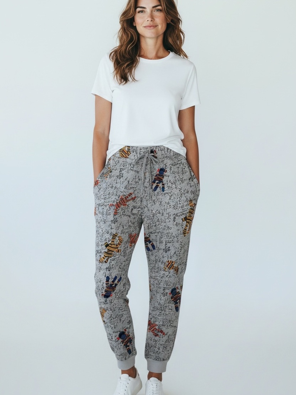 easel Gray Printed Sock Monkey Jogger Pants